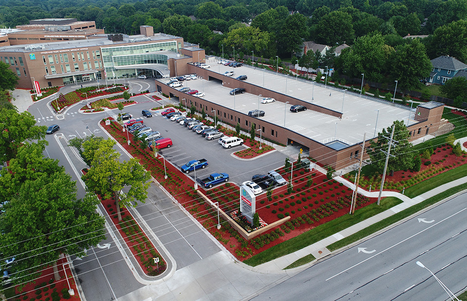 Overland Park Regional Medical Center shot from above with a drone.