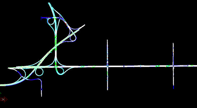 Highway interchange surveyed using Mobile Lidar.